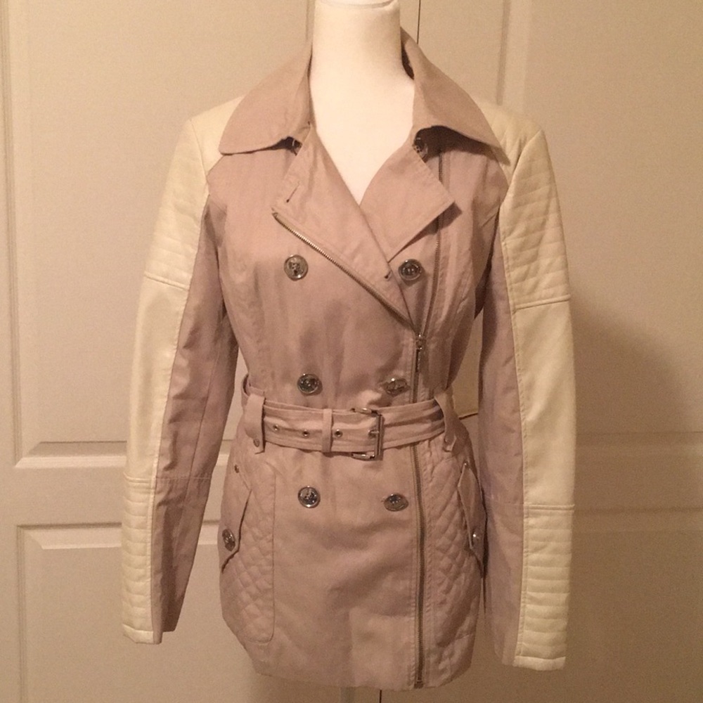 MICHAEL Michael Kors FauxLeather MixedMedia Trench